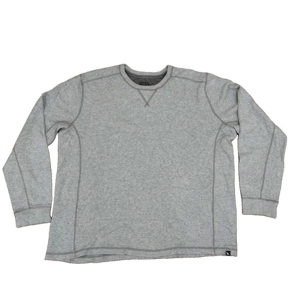 Eddie Bauer Men's 3XL Tall Gray Waffle Knit Thermal Crewneck Long Sleeve Shirt